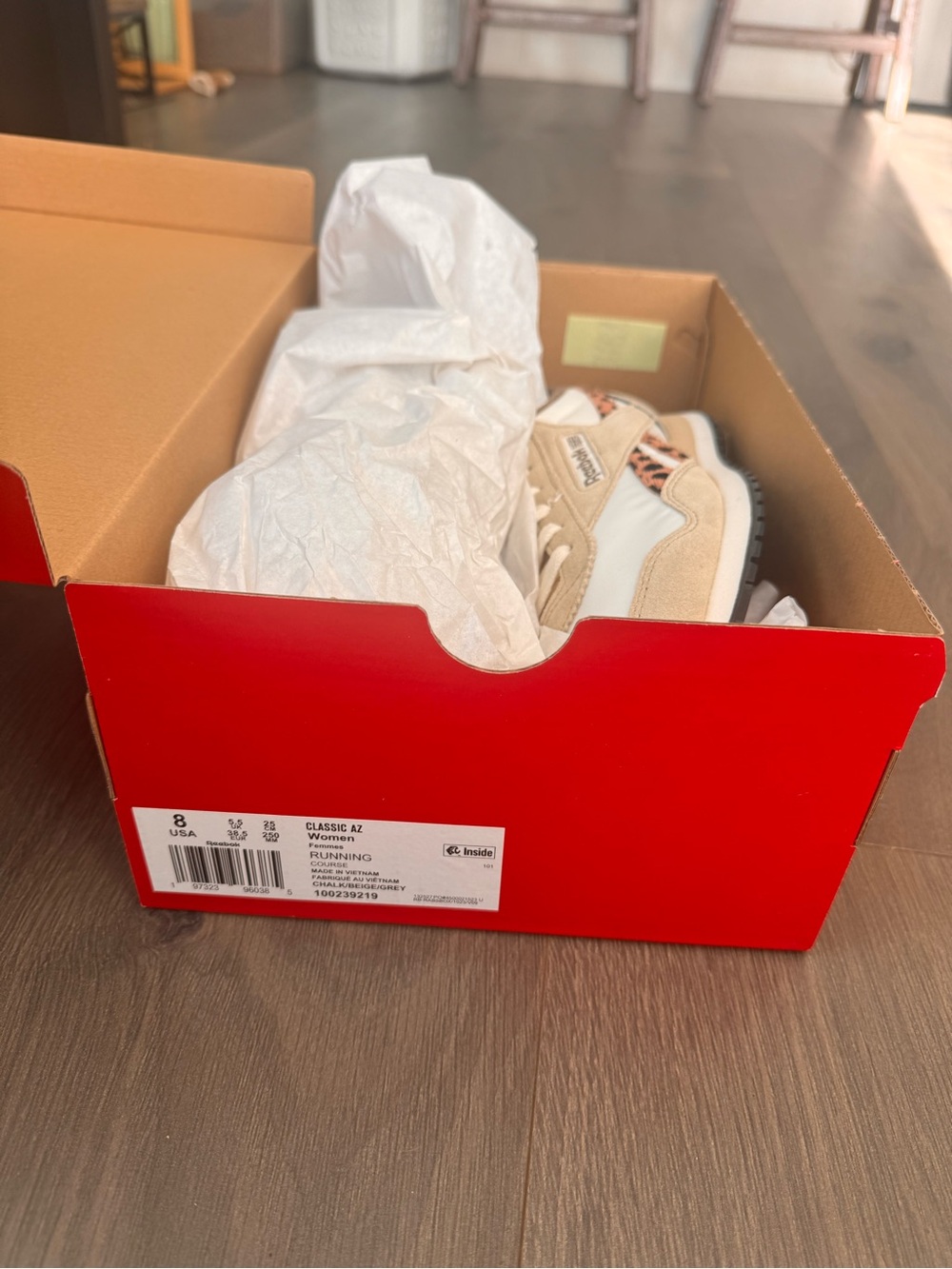 Reebok Women Beige, White & Leopard-Accent Sneakers - Picture 4 of 4